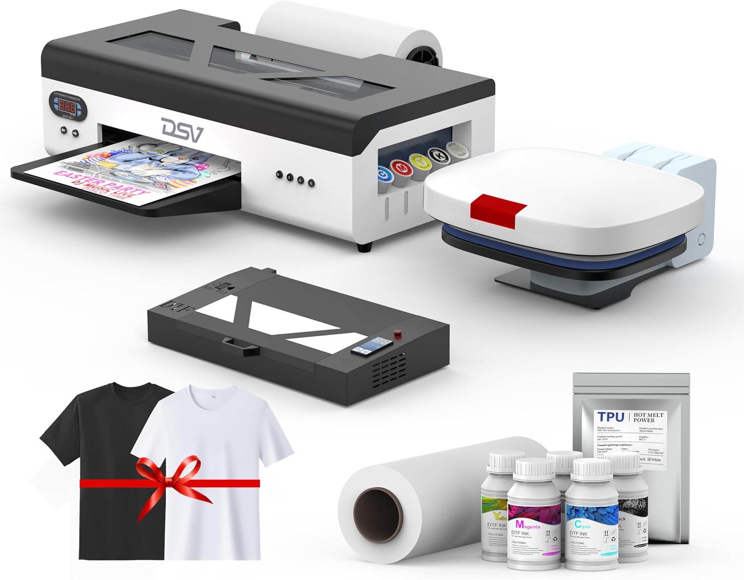 DTF Printer A3 with White Ink Circulation - DIY Dark/Light Fabric Printing