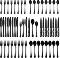 Silverware Set 48-Piece Black Flatware Set with Steak Knives - Sleek