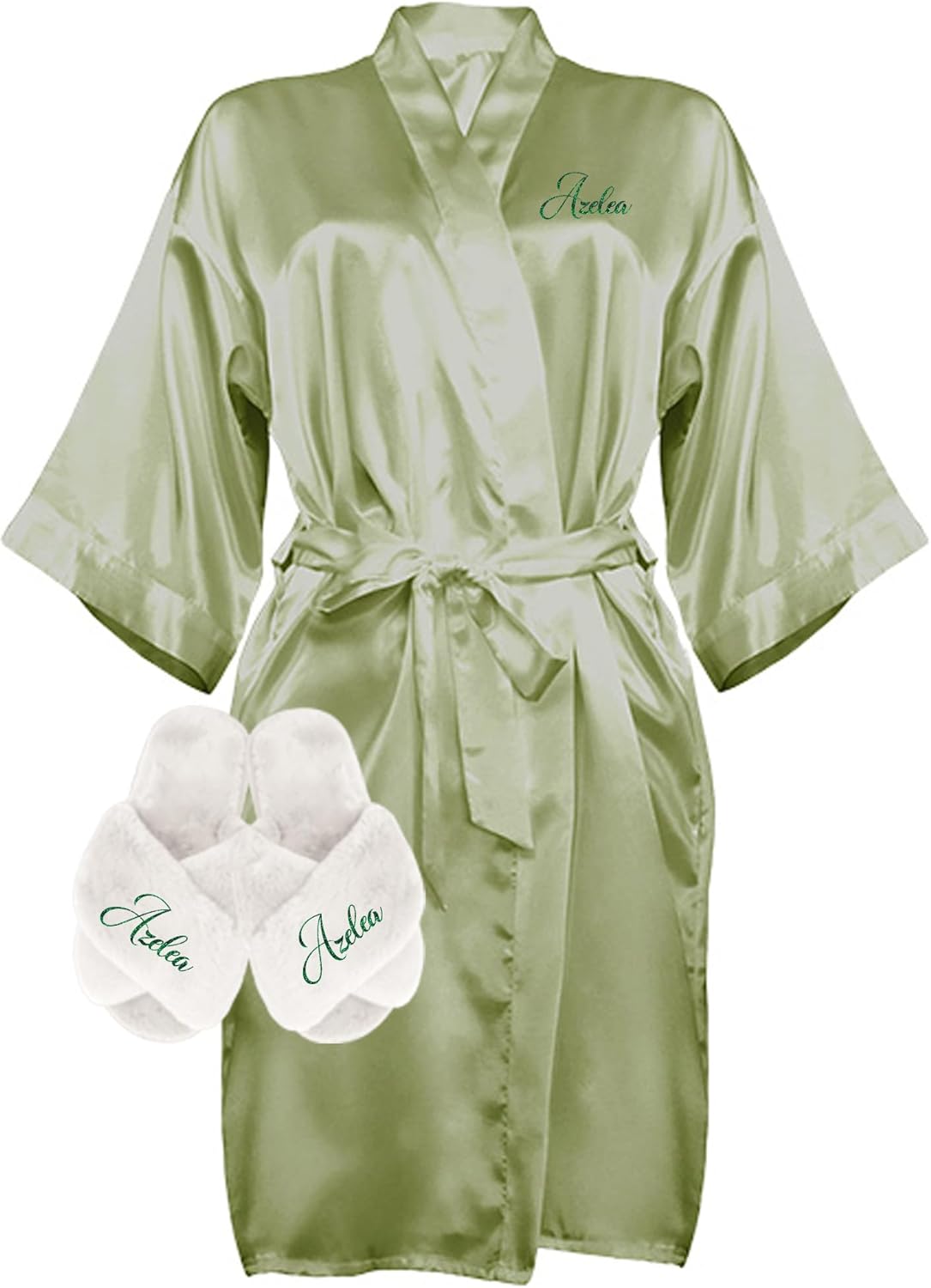 Custom Women Satin Robes and Slippers Gift Set for Her