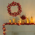 Red Berry Garland with Lights 2 Pack 8.8ft - Flexible Holiday Decor