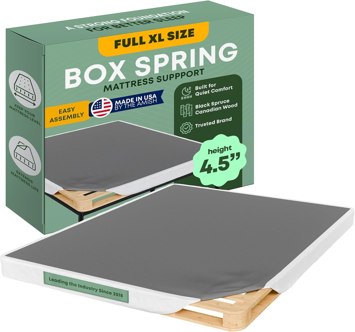 Greaton Full XL Bed Box Spring - Amish Made, Easy Assembly