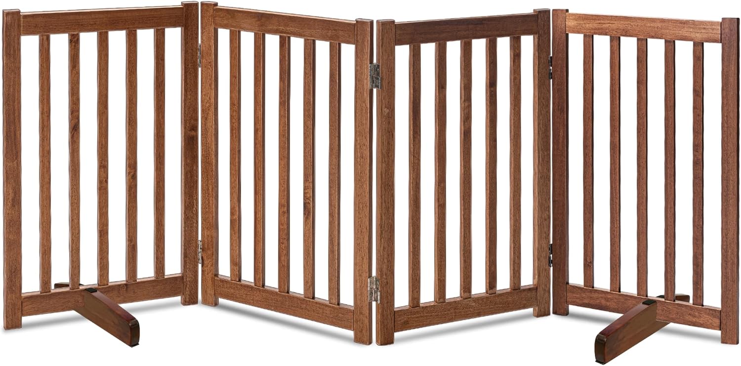 LZRS Solid Hardwood Freestanding Pet Gate for Indoor Use