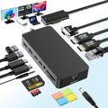 12 in 1 Surface Dock Triple Displays Dual HDMI + VGA - Multiport