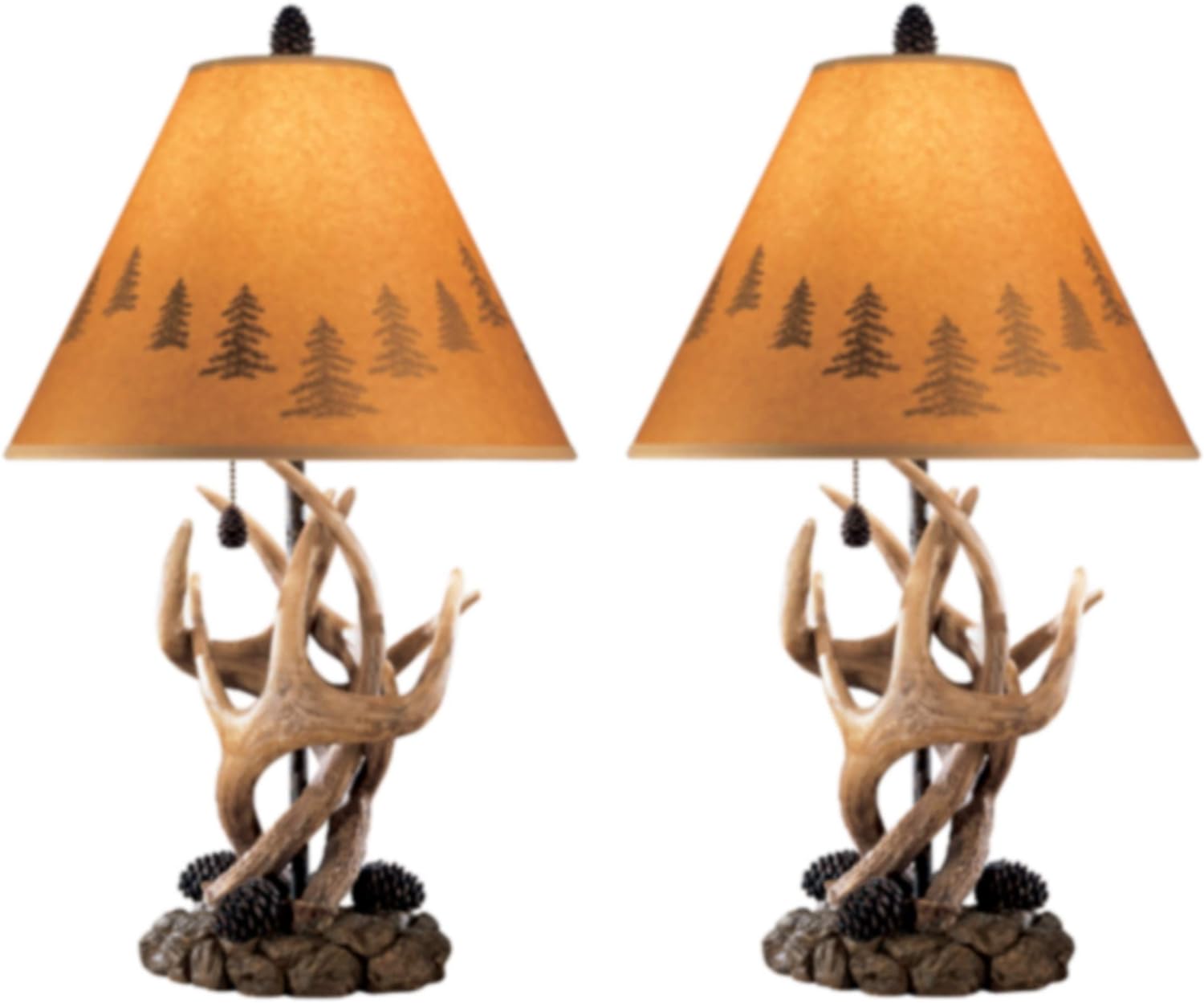 Rustic Cabin Antler Lamp Set for Cozy Mountain Retreat Style