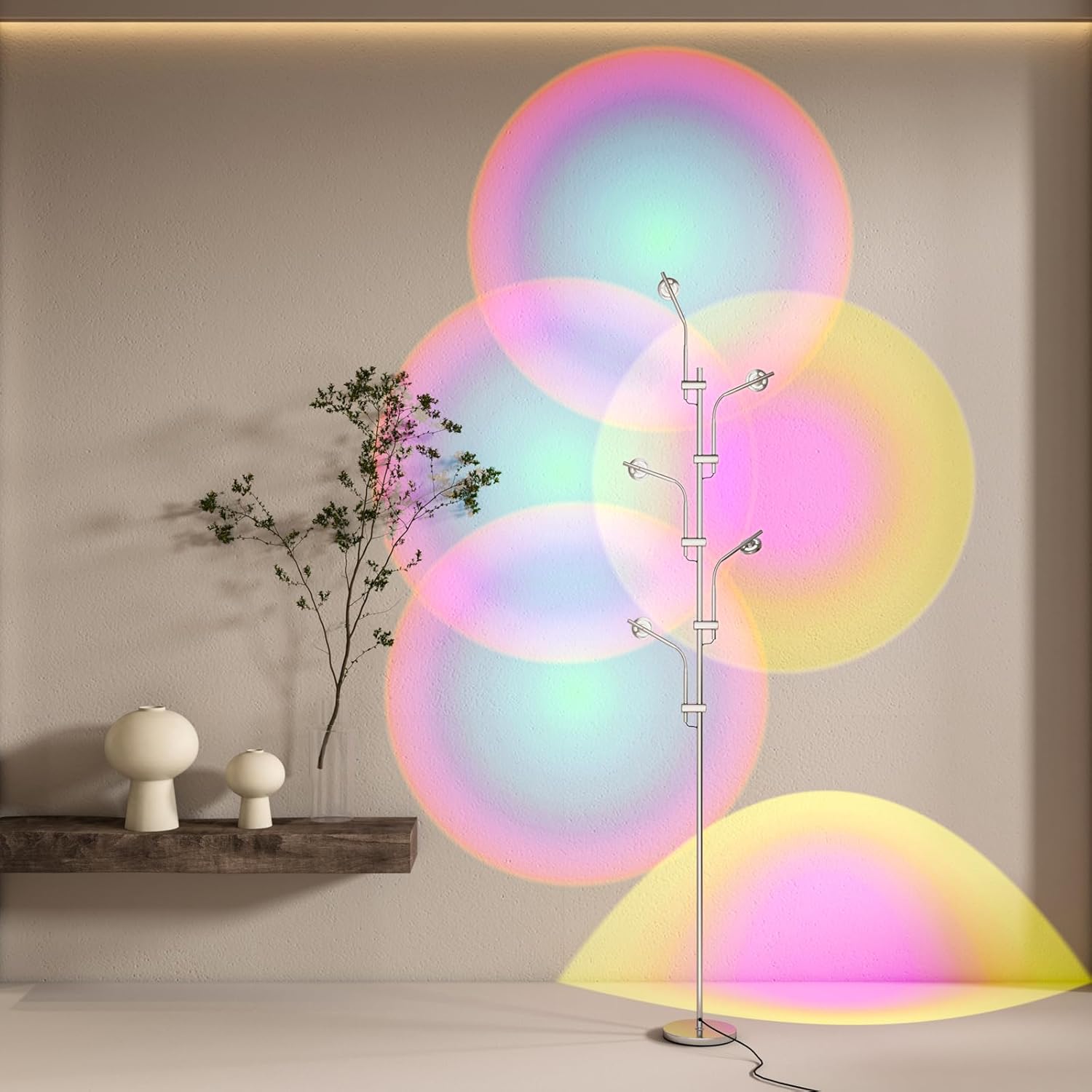 TACAHE RGBW Halo Projector Floor Lamp for Stylish Ambient Lighting