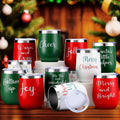 12 Pcs Christmas Wine Tumbler Set 12 Oz Stainless Steel - Festive