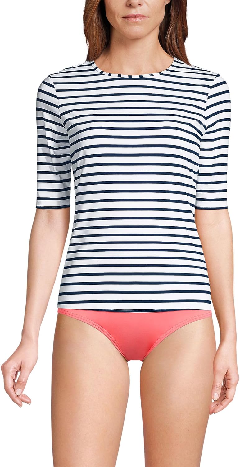 Lands' End Women's Sunshade UPF 50 Elbow Sleeve Rash Guard