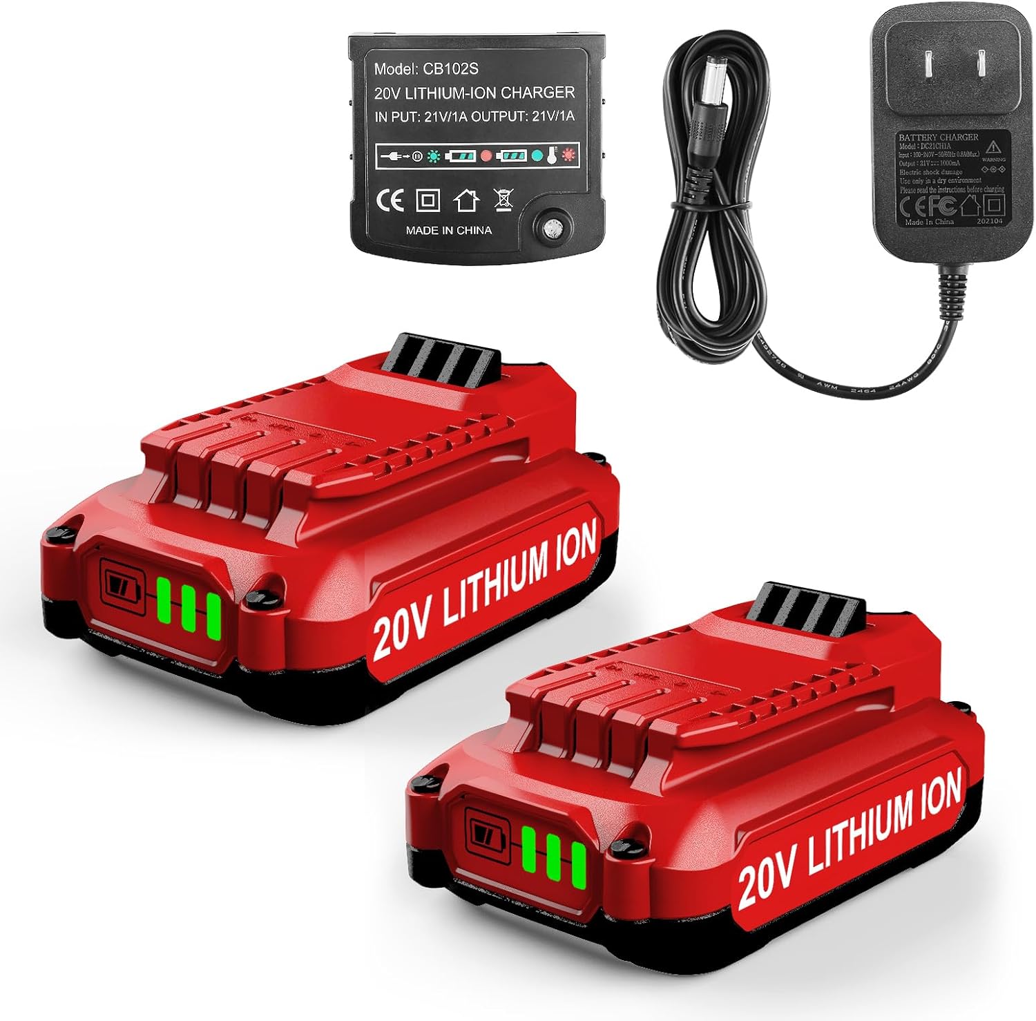 Powilling 2Pack 20V 3.5Ah Replacement Battery and Charger Kit