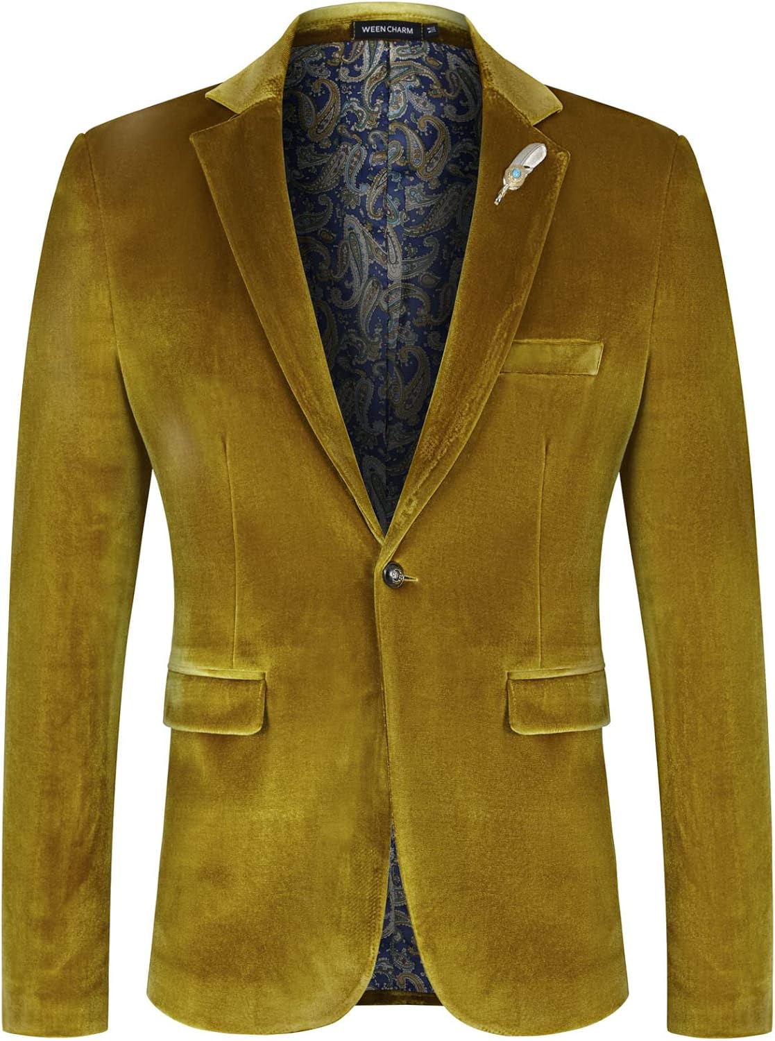 Stylish Velvet Blazer for Men - Slim Fit One Button Jacket
