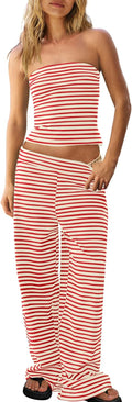 Panadila Womens Striped Two Piece Set - Comfortable Beach Lounge Set