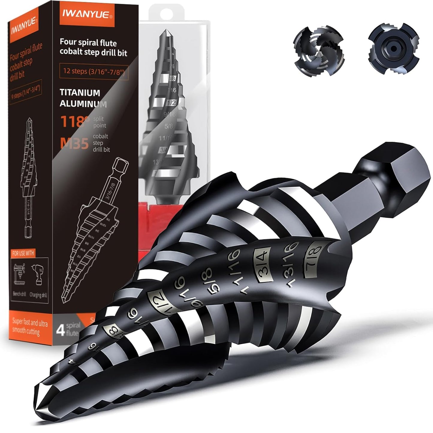 M35 Cobalt Step Drill Bit Set for Stainless Steel and Wood