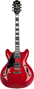 Grote Full Scale Left-Handed Semi-Hollow Electric Guitar - Cherry red