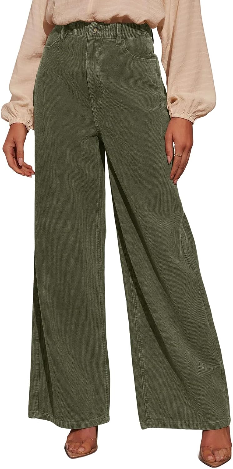 Sidefeel Women's Corduroy Pants for Casual High Waisted Style