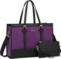 15.6 in Laptop Tote Bag for Women - Canvas and Leather Work Briefcase