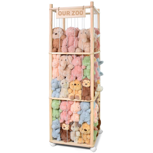 Large Capacity Stuffed Animal Storage with Movable Wheels