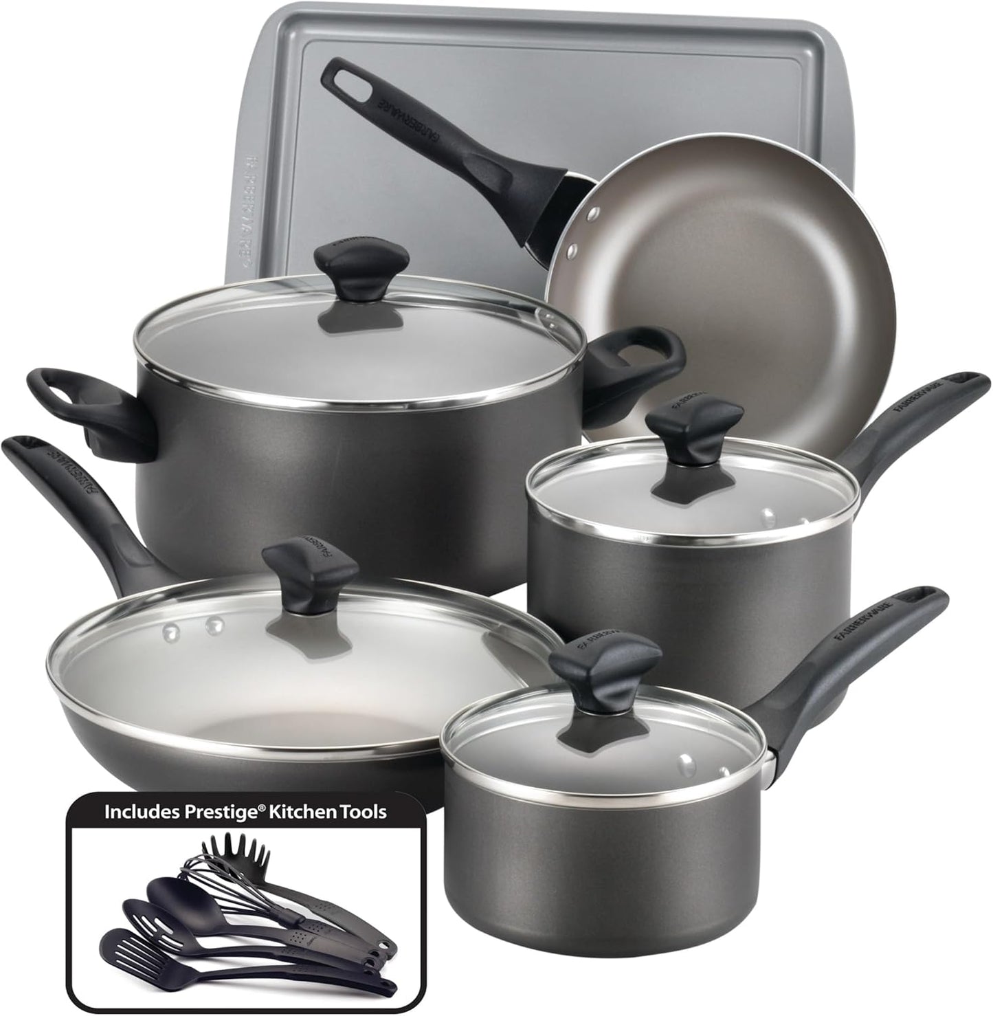 Farberware Nonstick Cookware Set, 15 Piece, Durable and Safe