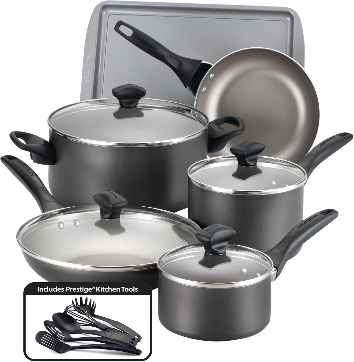 Farberware Nonstick Cookware Set, 15 Piece, Durable and Safe