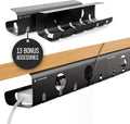 No-Drill Under Desk Cable Tray 2-Pack - Clean Cord Management