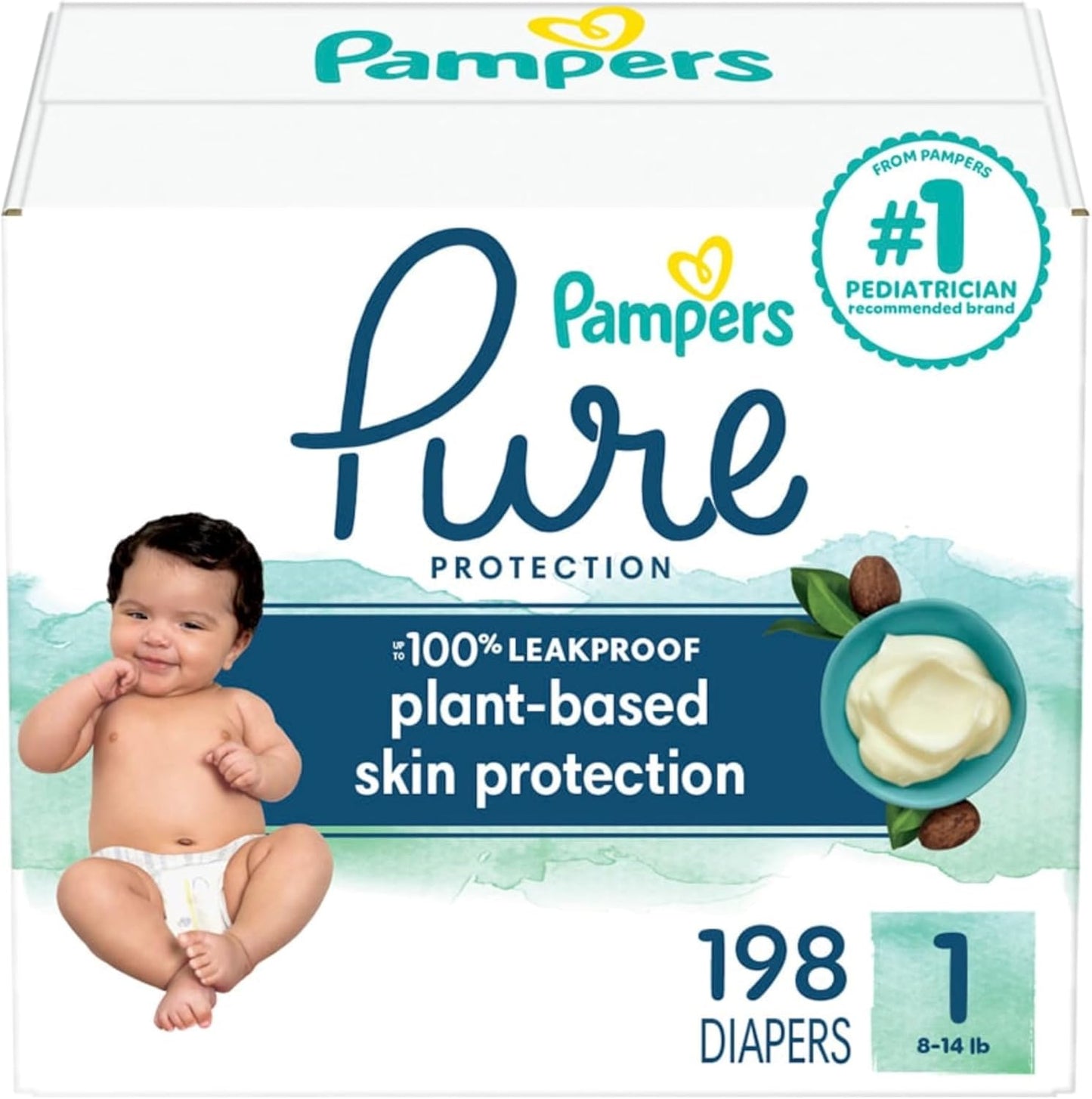 Pampers Pure Protection Size 1 Diapers - 100% Leakproof