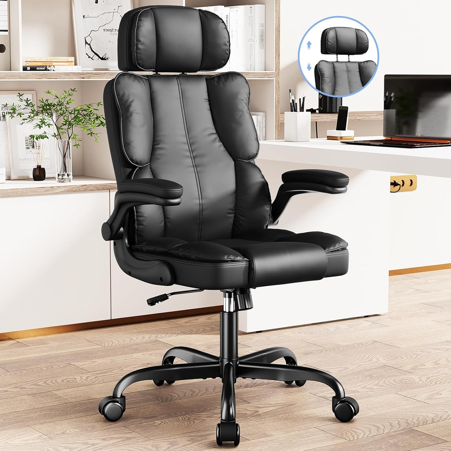 Kensaker Black Leather Executive Chair: Ultimate Comfort!