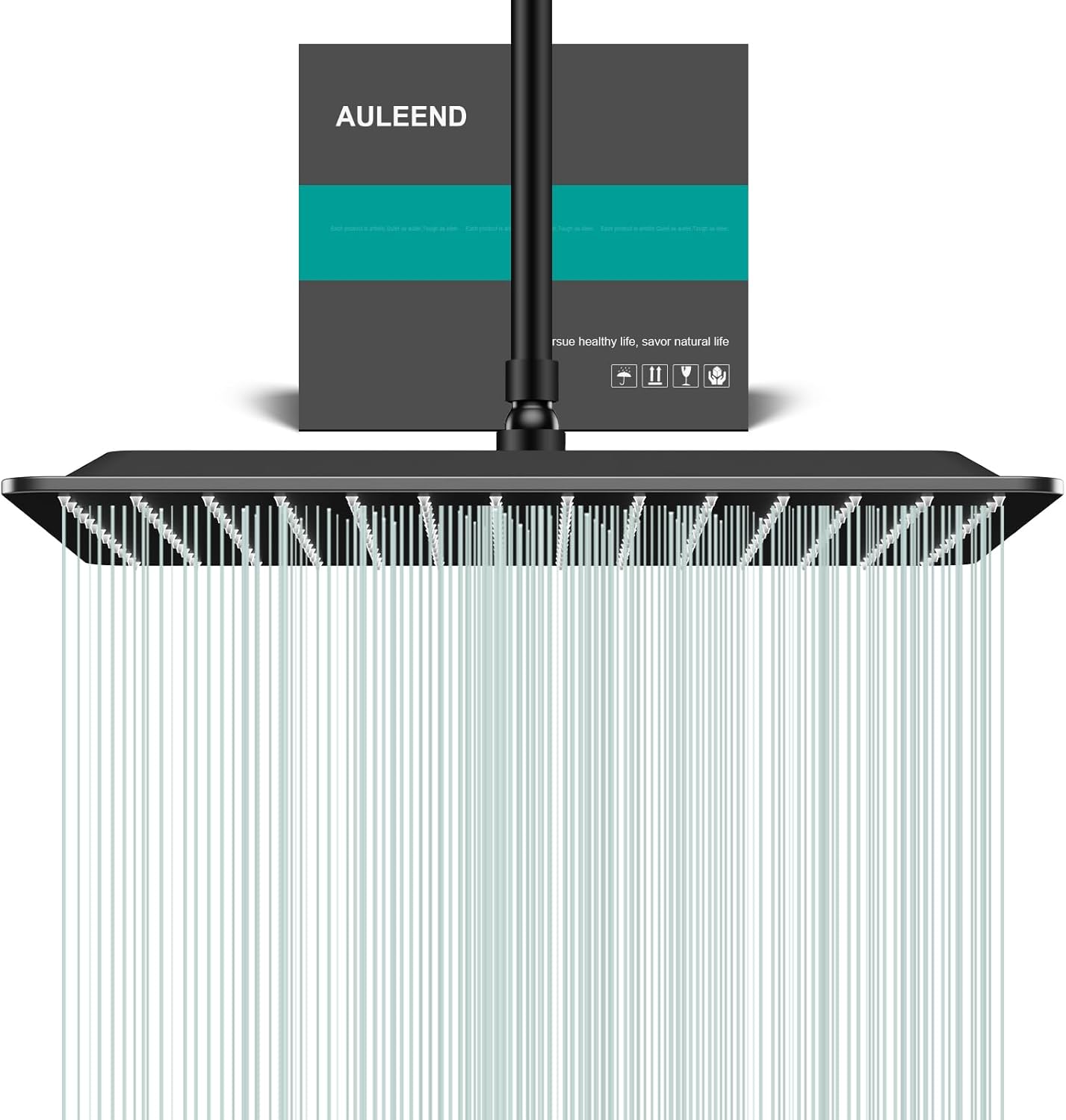 Square Rain Shower Head, High Flow Stainless Steel, Matte Black