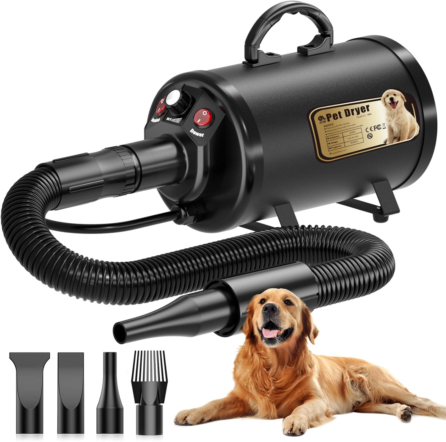 High Velocity Dog Hair Dryer - Quiet & Powerful!