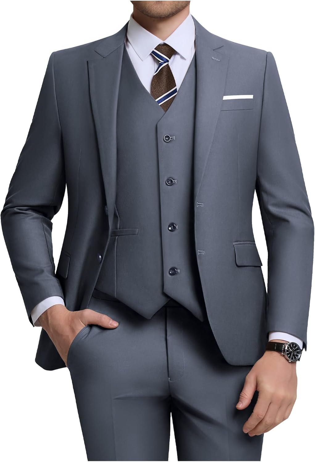 Men's 3 Piece Slim Fit Suit Set for Weddings and Business Events