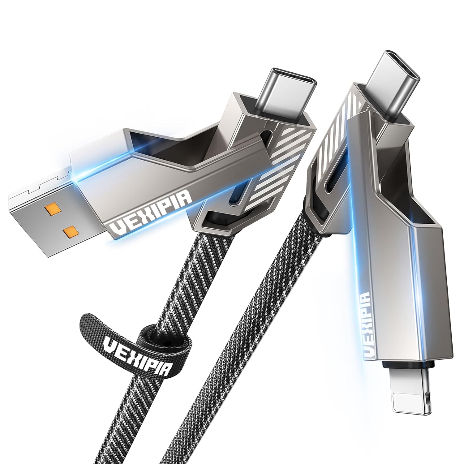 Vexipia 4-in-1 Fast Charging Cable - Lightning/Type C/USB A - 5FT