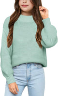 Girls Mock Neck Pullover Sweater - Warm Casual Knit Top