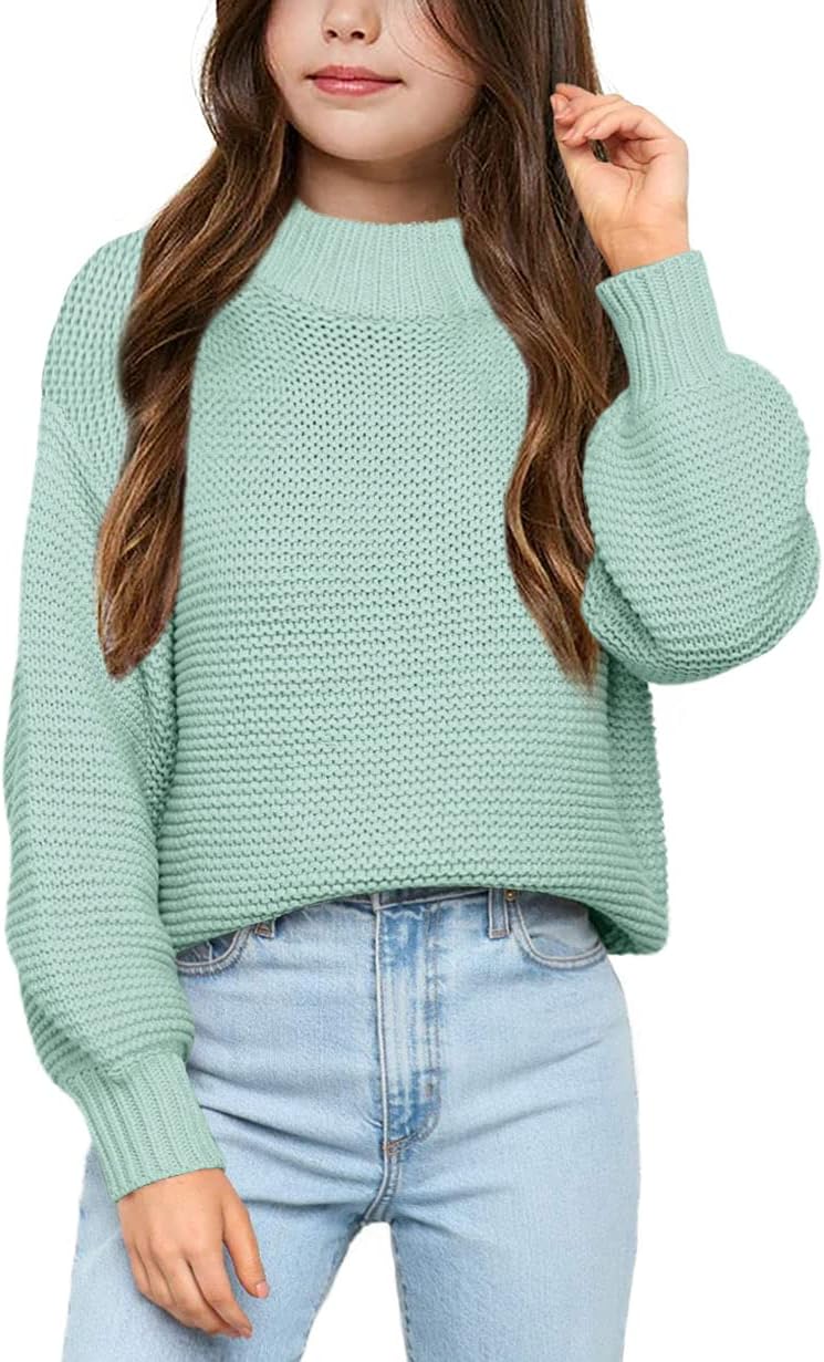 Imily Bela Girls Mock Neck Pullover Sweater for Casual Wear