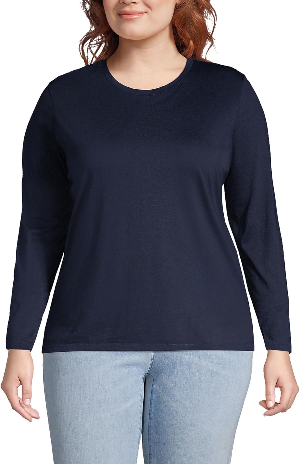 Relaxed Supima Cotton Long Sleeve Crew Neck T-Shirt for Women