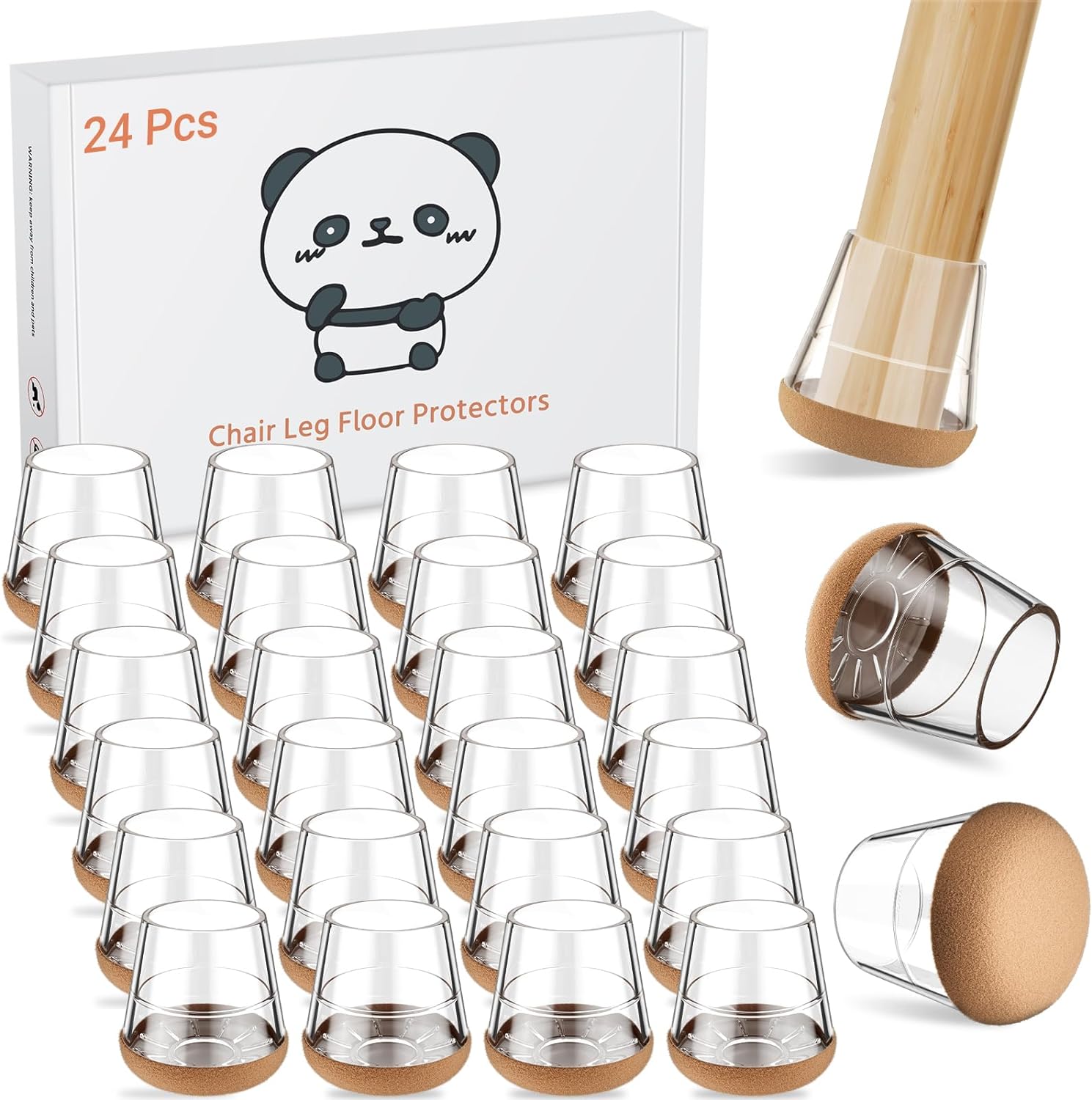 24PCS Small Floor Protectors Chair Caps Reduce Noise