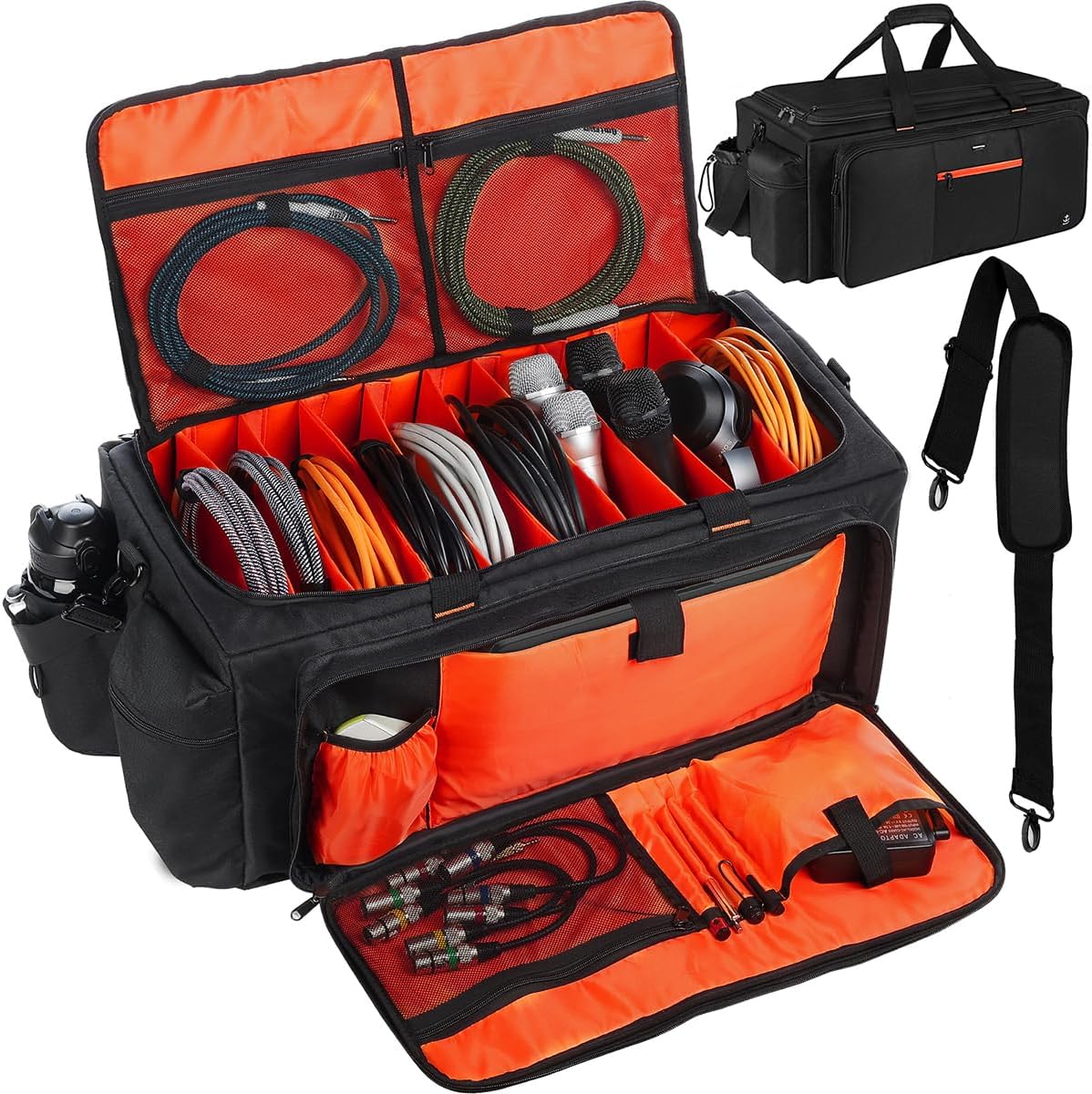 Large DJ Bag with Sturdy Support Board for Professional Gear