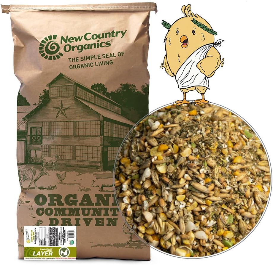 Organic Olive Oil Layer Feed for Healthy Eggs & Hens - 40 lbs