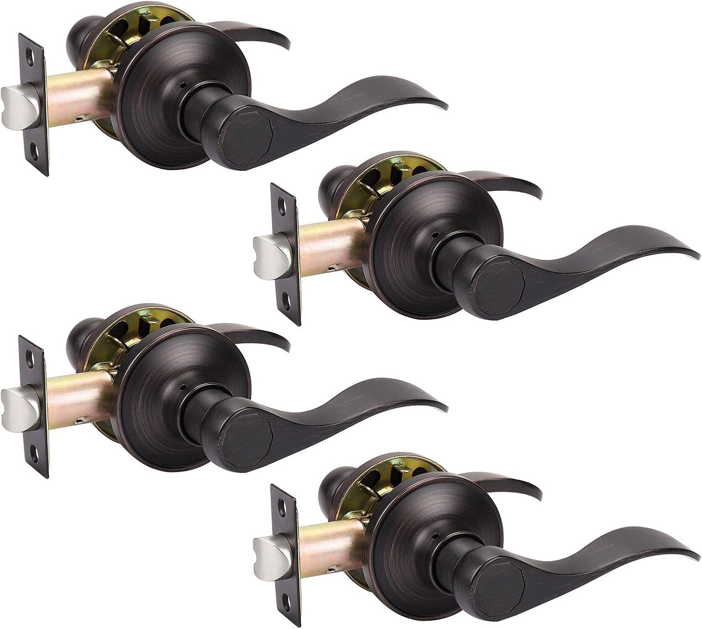 KNOBWELL 4 Pack Bronze Lever Door Handle for Easy Installation