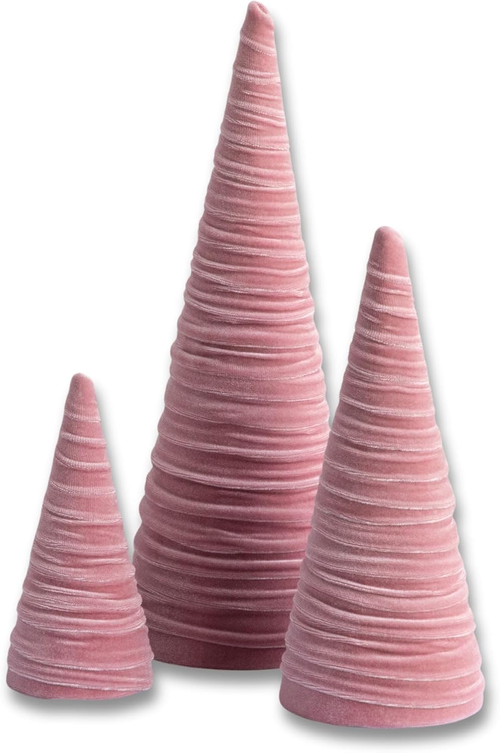 Blush Velvet Trees Set of 3 for Elegant Mantel Decor