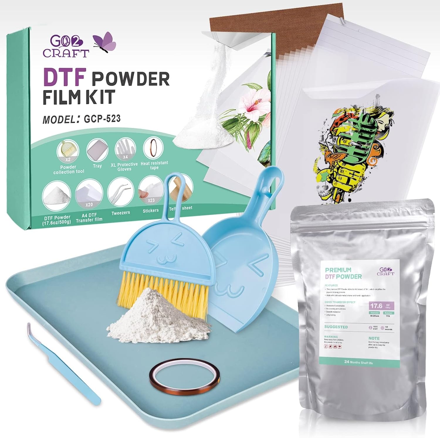GO2CRAFT White DTF Powder Kit - Washable & Durable