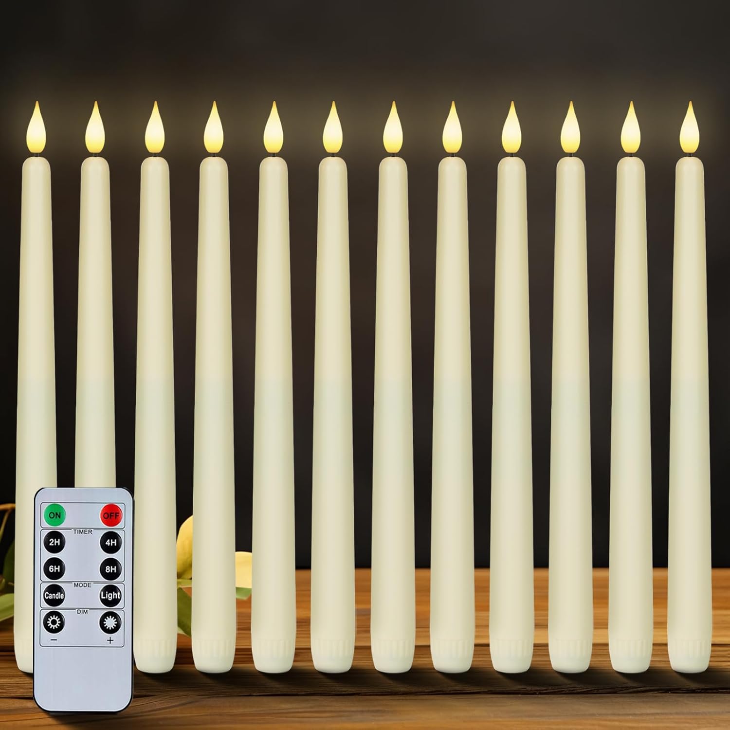 Homemory Flameless Taper Candles with Remote Timer Dimmer