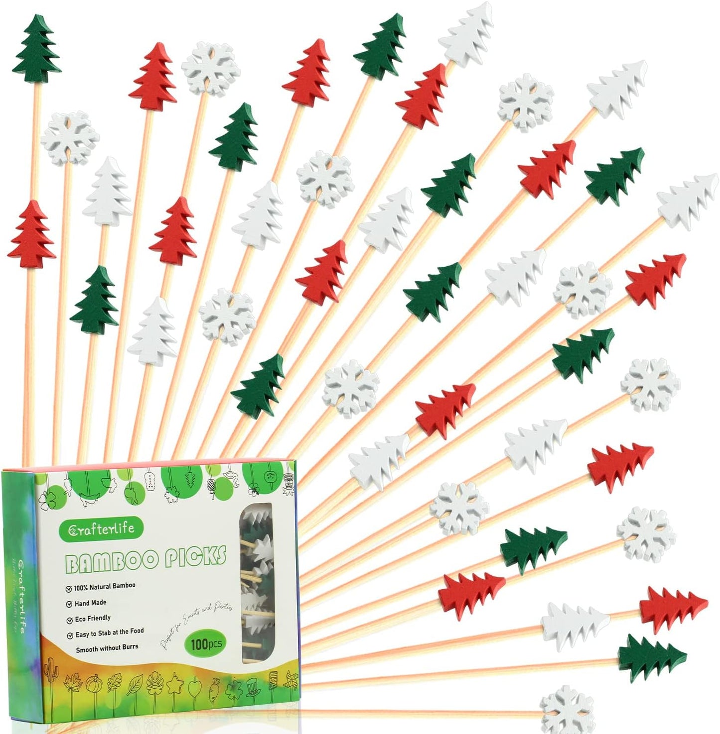 Bamboo Snowflake Cocktail Picks - Festive Winter Party Decoration