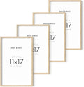 11x17 Picture Frame Beige Oak Wood Set of 4 - Modern Slim Profile