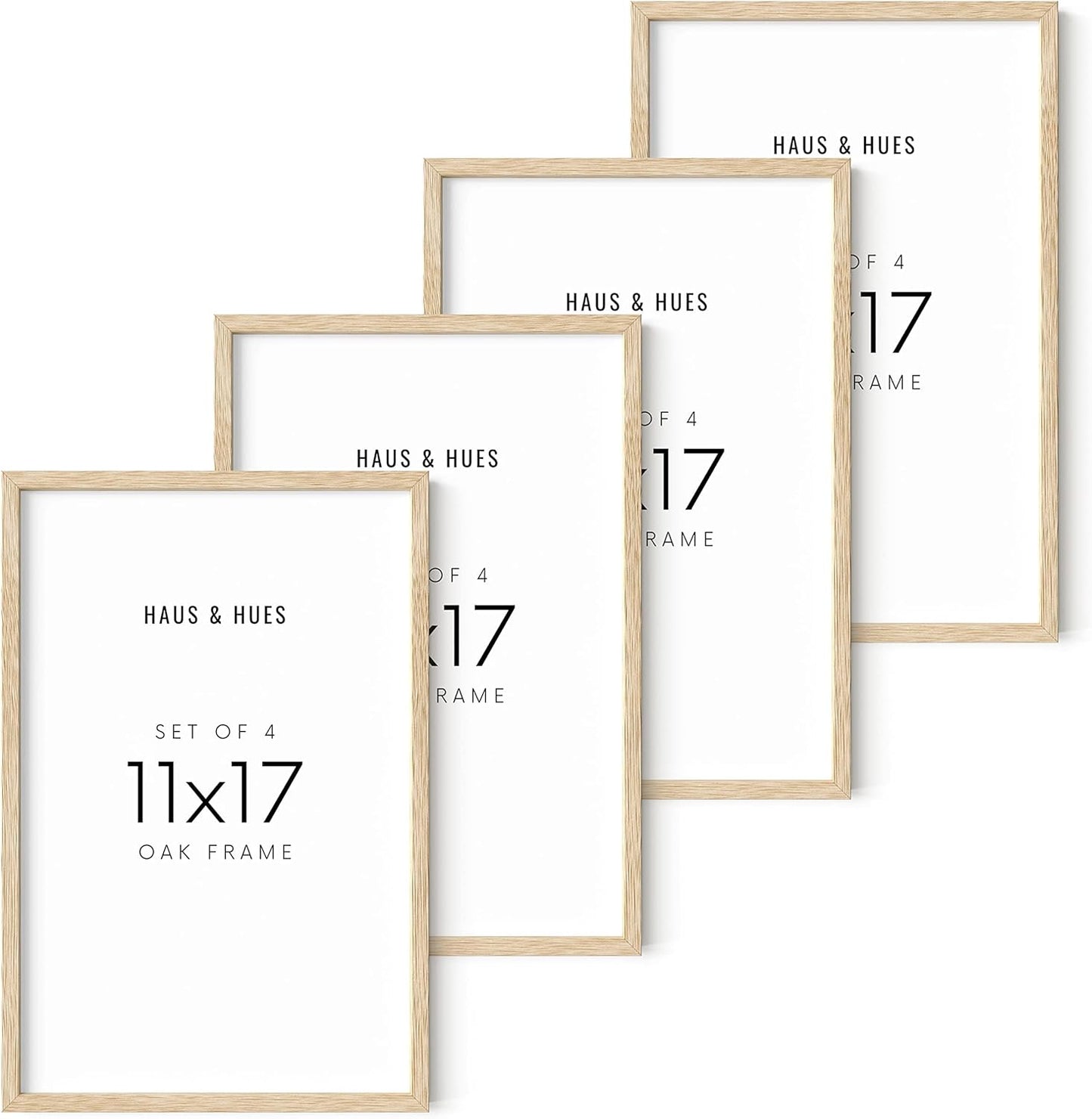 11x17 Picture Frame Set of 4 - Modern Oak Wood Display
