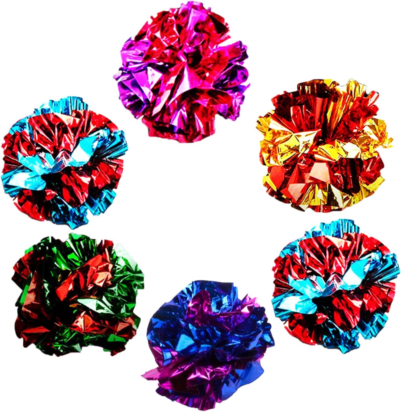 SunGrow 6 Pack Crinkle Balls - Stress Buster for Cats