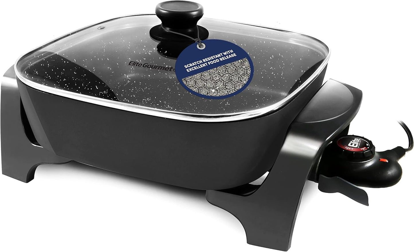 Extra Deep Electric Skillet with Glass Lid and Adjustable Temp