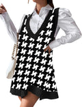 Versatile V Neck Sweater Vest Dress with Pockets for Women