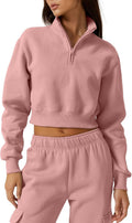 QINSEN Womens Half Zip Crop Sweatshirt High Neck - Cozy