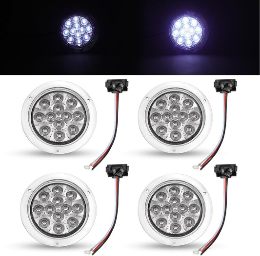 TMH 4 Inch 12 LED Round Indicator Tail Lights for Trailers