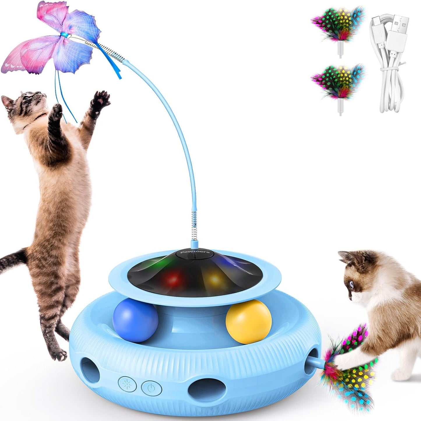 Interactive Cat Toy with Butterfly and Feather for Indoor Cats