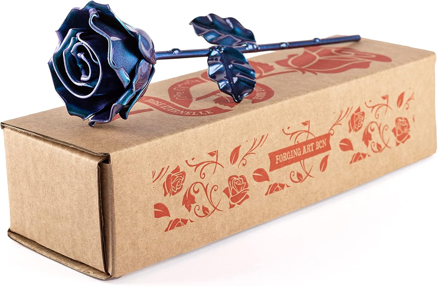 Hand Forged Eternal Wrought Iron Rose - Unique Iron Art Piece