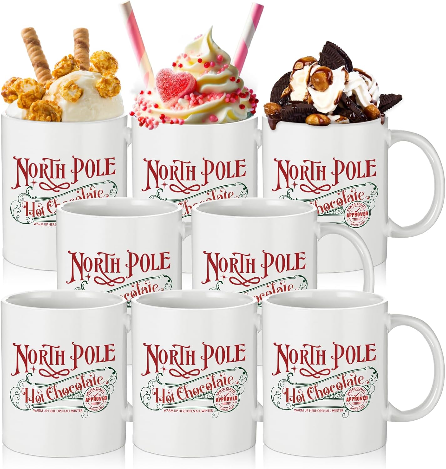 North Pole Mug Set for Christmas Hot Chocolate and Coffee