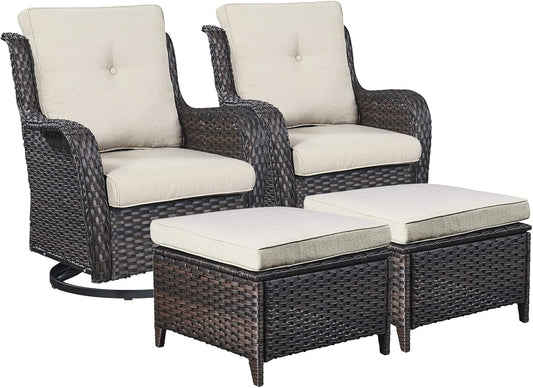 Wicker Patio Furniture Set with Swivel Rocking Chairs for Comfort